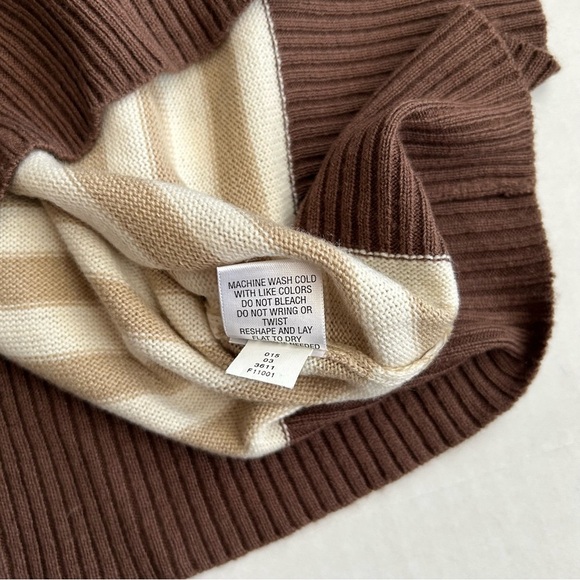 Vintage Mossimo Women’s Brown Cream Striped Sweater Vest Y2K XXL - Picture 9 of 10